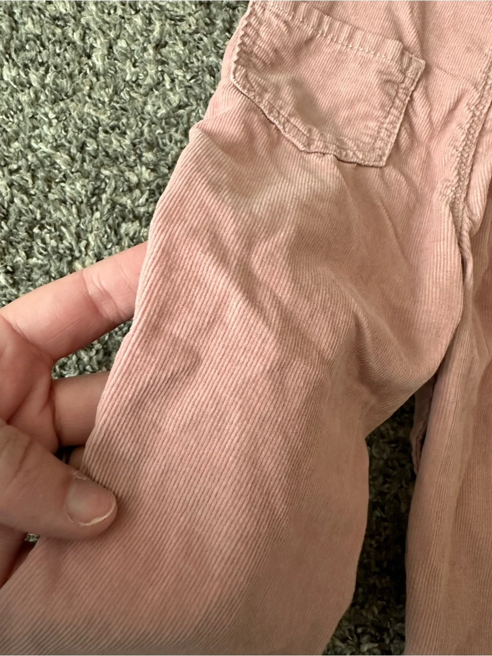 OshKosh B'gosh Dusty Pink Corduroy Overalls with Lace Trim